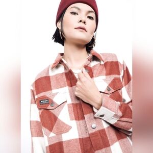 Wildfang Rust and Cream Checkered Button Down Shirt